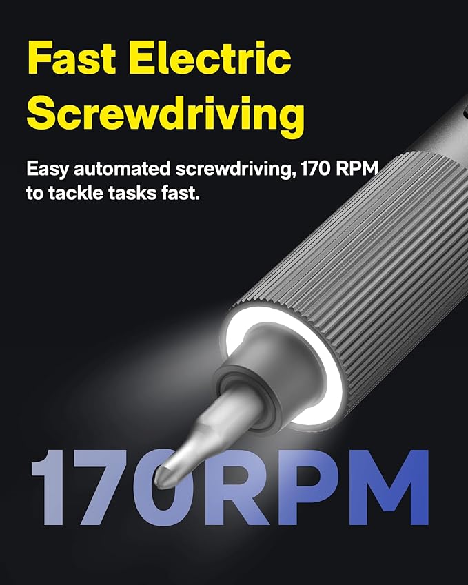 HOTO 25-in-1 ADV Mini Electric Screwdriver, Precision Screwdriver Set with LED & Dual Torque, Professional Repair Tools for Technicians, Engineers & DIY Electronics