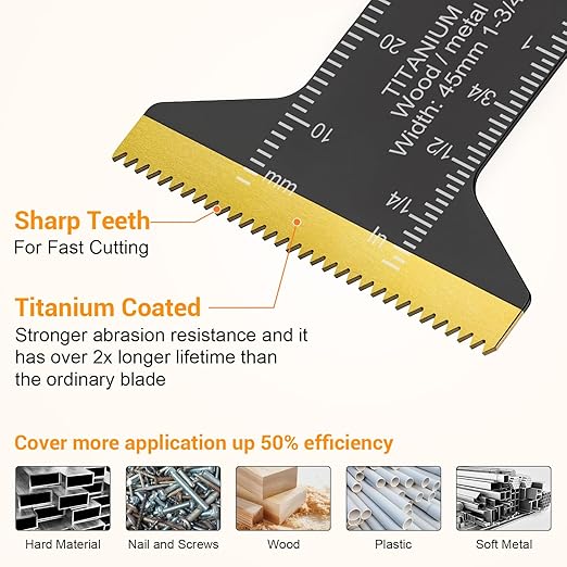 PECHAM Oscillating Tool Blade, 37PCS Universal Wood Metal Oscillating Multitool Quick Release Saw Blades Fit Porter Cable Black & Decker Rockwell Ridgid Ryobi Milwaukee DeWalt Chicago Craftsman