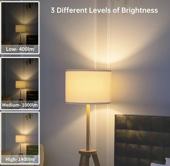 VVH 3-Way LED Light Bulb 3/7/10W - 30/70/100 Watt Equivalent, Soft White 3000K A19 E26 Base, Three Way Light Bulbs for Reading, Table Lamps & Floor Lamps 4-Pack