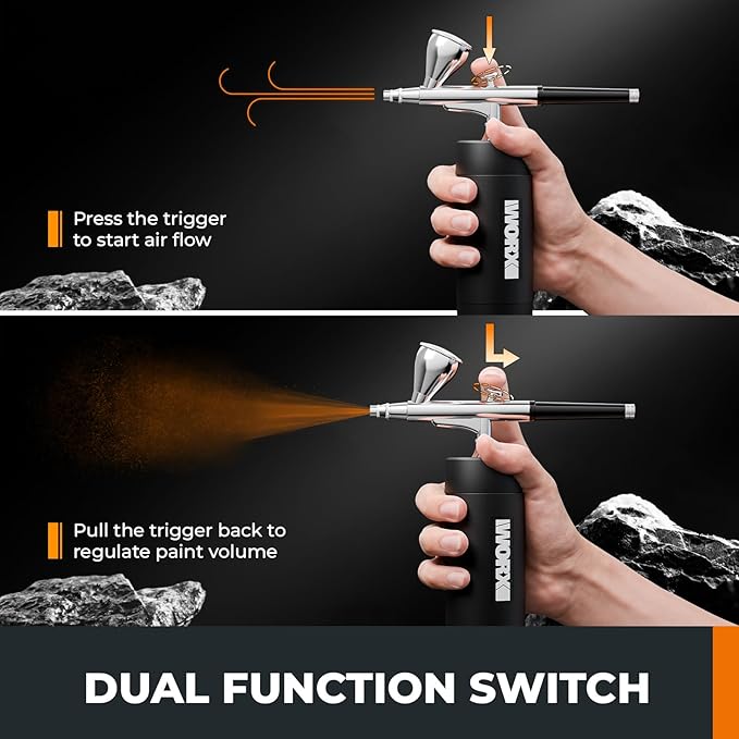 Crafting Tool Combo Kit - Rotary Tool, Airbrush Gun, Wood and Metal Crafter for Sanding, Carving, Painting, 20V Power Share Battery & 57-Piece Accessories Included