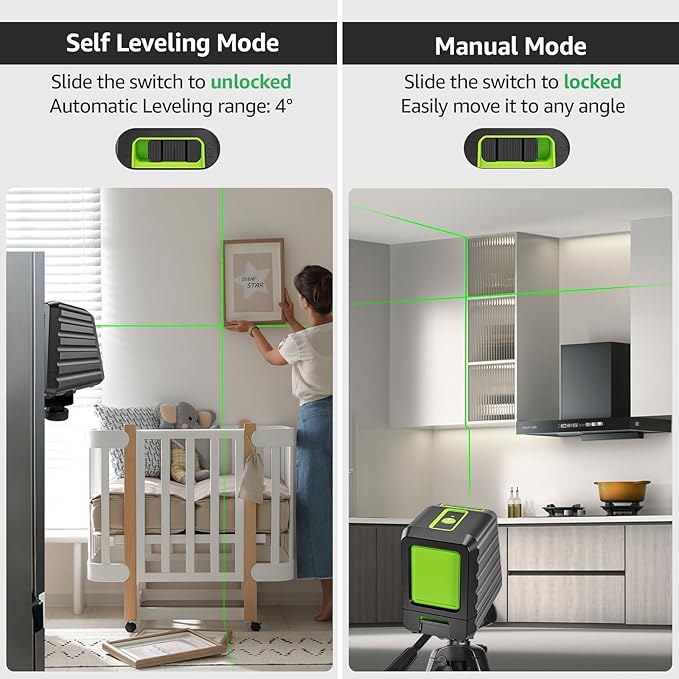 Huepar Laser Level, 150Ft Self Leveling Green Cross Line Laser Outdoor Use with Receiver (Pulse Mode 197Ft), for Picture Hanging, Tile, DIY Decoration – 360° Magnetic Base & AA Battery Included