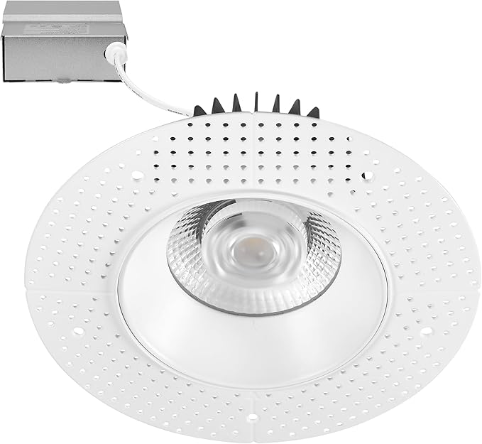 Maxxima 6 in. Trimless Ultra-Thin Recessed Anti-Glare LED Downlight Canless IC Rated 2000 Lumens 5 Color Temperature Selectable 2700K/3000K/3500K/4000K/5000K Dimmable 90 CRI 5 CCT Slim J-Box Included