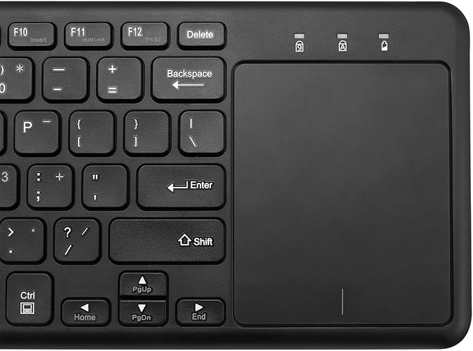 ADESSO WKB-4050UB Wireless Keyboard with Built-in Touchpad, 24GHz RF Technology, Ultra-Slim Scissor Switch Keys, 30ft Range, USB Wireless Receiver