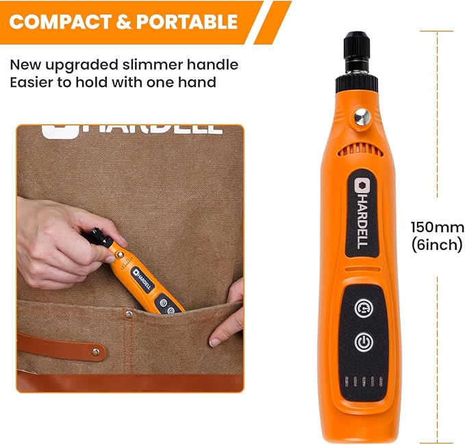 HARDELL Mini Cordless Rotary Tool, 5-Speed Type-C Charging Rotary Tool Kit with 43 Accessories, 3.7V Multi-purpose Power Tool for Woodworking, DIY Crafts, Art Creating