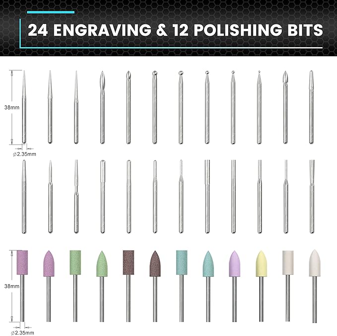 AM ARROWMAX Mini Electric Engraving Pen, 36 Bits With Aluminum Case, Bluetooth, APP, Cordless Mini Rotary Tool, Engraving Pen for Metal, Wood, Glass and Plastic, (SGS MINI) Black