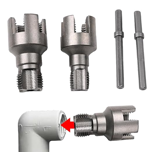 PVC Pipe Threading Tool Kit, 1/2 and 3/4 inch Dies, Internal and External Threader Set, 2-Piece