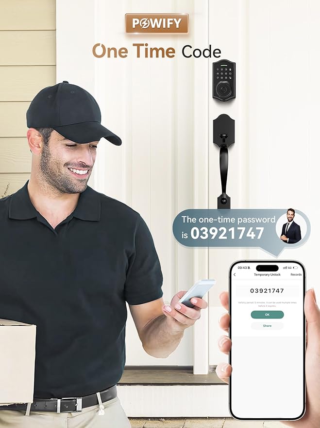 Keyless Entry Door Lock with Handle,Fingerprint Smart Front Door Lock Set,APP Control, Electronic Keypad Deadbolt with Lever Handle, Anti-Peeping, Auto Lock, Easy Install, Black