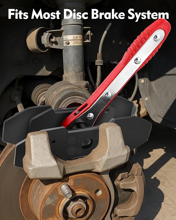 Brake Caliper Compression Tool with Extra 2PCS Large Plates 1.57"-2.95" for Disc Brake Pad Spreader,Caliper Piston Compressor Tool with 4 Brake Caliper Hanger Hooks,Car Brake Repair Tool Red