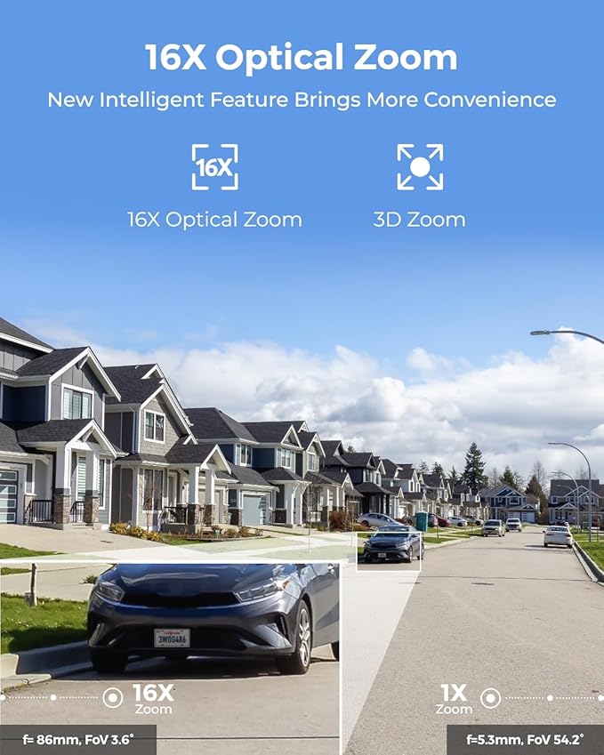 REOLINK Smart 4K/8MP UHD PTZ Dome Security Camera with Cutting-Edge 16X Optical Zoom, Spotlights Color Night Vision, Person/Vehicle/Animal Detection, 2 Way Talk, 24/7 Recording