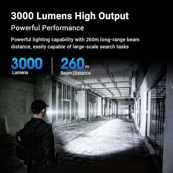 NEXTORCH P84 LED Police Flashlight, 3000 High Lumens Rechargeable Flashlight with Red and Blue Lights & Strobe & Ceramic Bead Broken Window for Night Duty, Outdoor Adventure, Daily Use