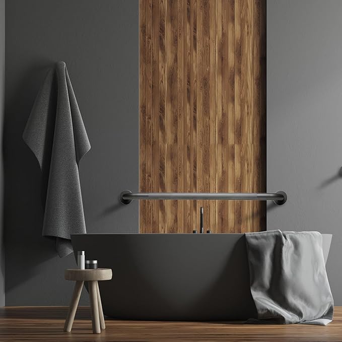 Shower Grab Bar, 2 Pack 24 Inch Gray Bathroom Grab Bar, 1.25" Diameter 304 Stainless Steel Anti-Slip Grab Bars for Bathtubs and Showers, Handicap Shower Grab Bar for Seniors Elderly