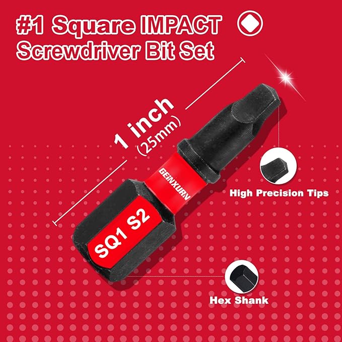 Impact Square Screwdriver Bits Set,90 Pcs 1" Magnetic (SQ1/SQ2/SQ3) S2 Steel Multi Driver Bits and 1 Pcs Bit Holder with Storage Colorful Box
