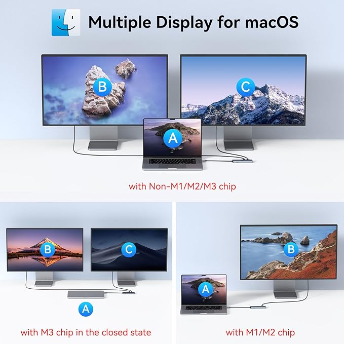 USBC to USBC Hub, LIONWEI USB C Splitter with Dual Type-C Video Output 4K@60Hz, 10Gbps Data Transfer, 100W PD Charging, Dual Monitor Adapter Dongle for USB C Monitor, Windows, MacBook Pro/Air