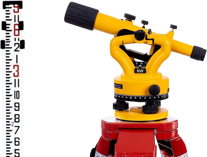 NSLP500C Leveling Device with Tripod, Carrying Case & Grade Rod, ±0.3mm/m Accuracy, Digital Display, Durable Construction