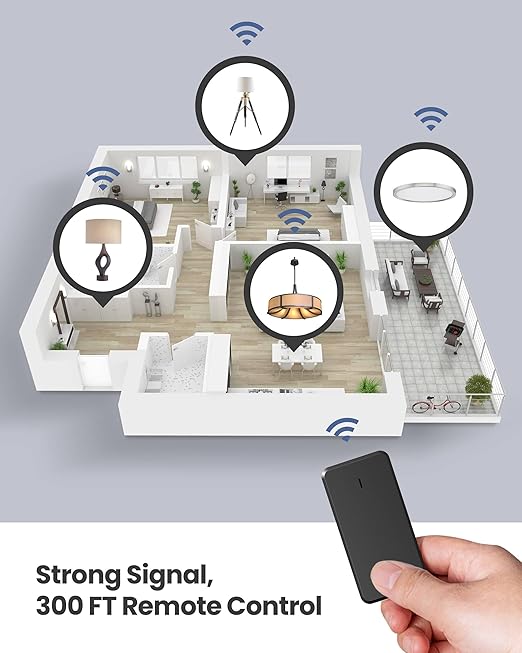 Remote Control Outlet Plug Switch, Buckle Design & Removable Wireless Light Switch, 300 ft, 1500W On Off Power Switch for Household Appliances, No Wiring No WiFi, Programmable, Black