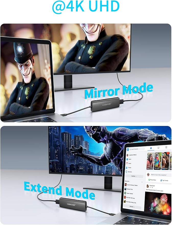 Lemorele USB C Hub 8-in-1 Adapter, USB-C Hub with 4K HDMI Output, 100W Power Delivery, USB 3.0 5Gbps Port, SD/TF Card Reader Adpater, Compatible for MacBook Pro, XPS, Chromebook and More（Black）