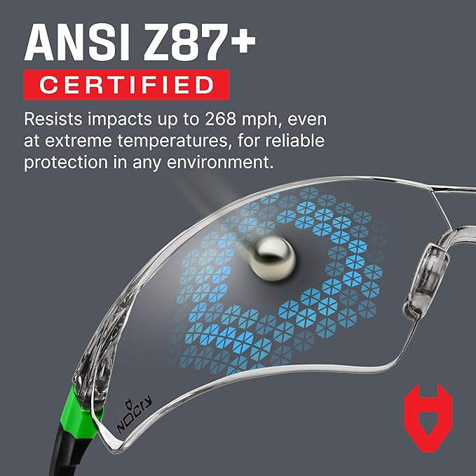 NoCry Clear Safety Glasses for Men and Women with Anti-Fog and Scratch Resistant Wrap Around Lenses, Adjustable Temples and Nose Pads — ANSI Z87 Certified Protective Eyewear with 100% UV Shielding
