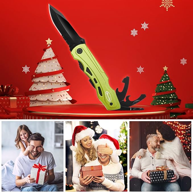 RoverTac 15-in-1 Multitool Knife – Gifts for Men, Dad, Husband – Folding Knife with Screwdrivers, Pliers, Saw – Camping Gear for Hiking, Survival, DIY, Great for Valentine, Birthdays, Father’s Day