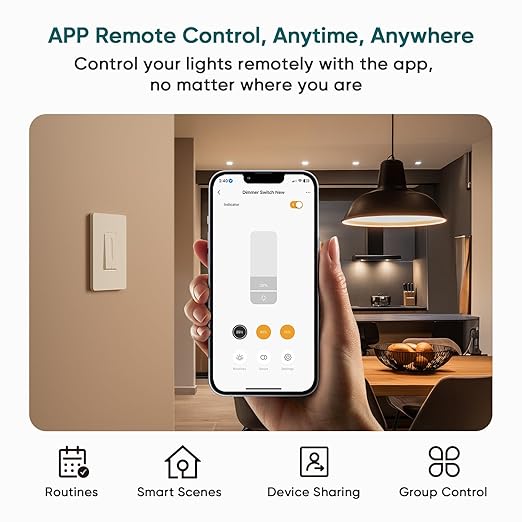 [New Version] TREATLIFE Smart Dimmer Switch, 2.4GHz WiFi Single-Pole Dimmable Smart Light Switch Compatible with Alexa, Google Home, Sleep/Wake Timer, Customizable Indicator, Neutral Wire Required