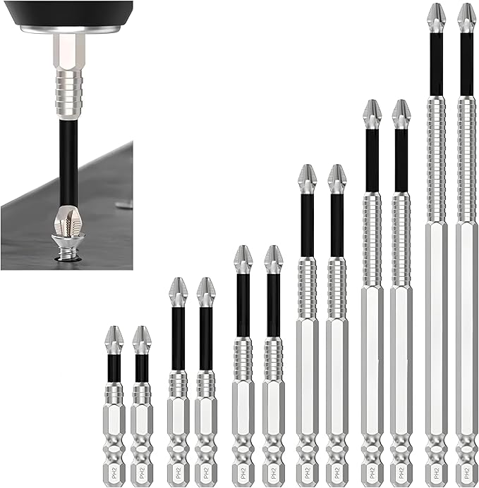 High Magnetic Screwdriver Drill Bit Set, Anti Slip Magnetic Electric Screwdriver Set for Impact Driver, Upgrade Strong Magnetic Durability Screwdriver Drill Bit Set, 25 50 65 70 90 150mm (2 Set)