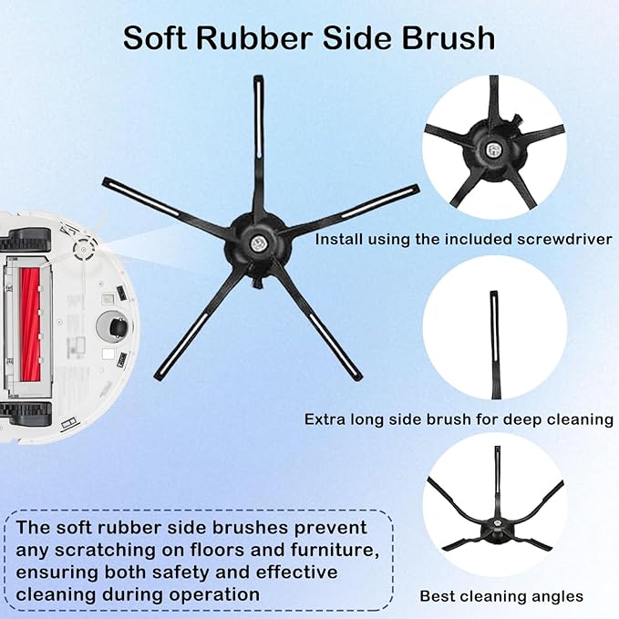 21 Pcs Replacement Parts Compatible for Roborock Q7+ Q7 Max+ Vacuum Cleaner Accessories Kits, 1 Main Brush 4 Mop Pad 4 Hepa Filters 6 Side Brush 4 Vacuum Bags 1 Cleaning Tool 1 Screwdriver