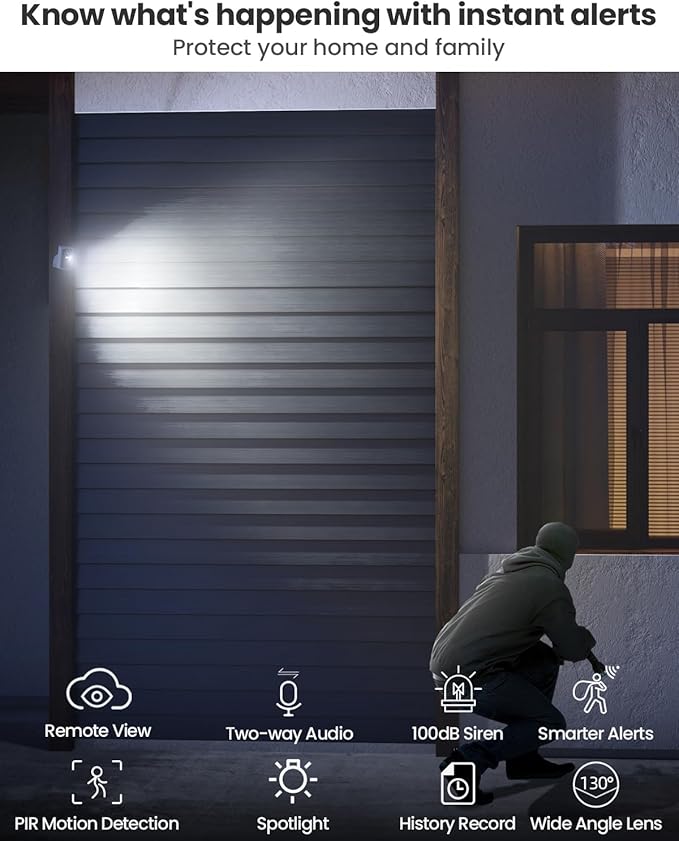 MUBVIEW Security Cameras Wireless Outdoor - 2 Pack Outdoor Camera Wireless 2K Battery Powered Security Camera Outdoor & Indoor, WiFi Home Camera with Spotlight/Siren/AI Motion Detection/2-Way Talk