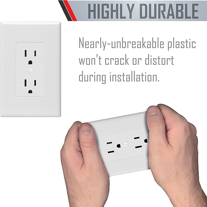 Taymac 2600W Masque Revive Polycarbonate White 1-Gang Cover & MW2570W Masque 1-Gang Decorator Style Toggle Switch Cover-Up Wall Plate, 5-Pack, White