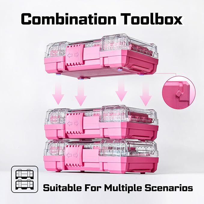 2Pcs Storage Box Case, small parts box with detachable divider, Screwdriver Bit Set Box