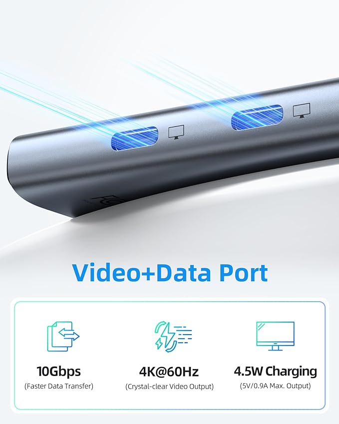 Selore&S-Global USB C Splitter USB C 4K/60Hz DP Alt Mode,USB C Hub Multiport Adapter with 2 USB C Video Output,10Gbps Data Transfer,100W PD,5 in 1 USB C to USB C Dual Monitor for Windows/Mac OS