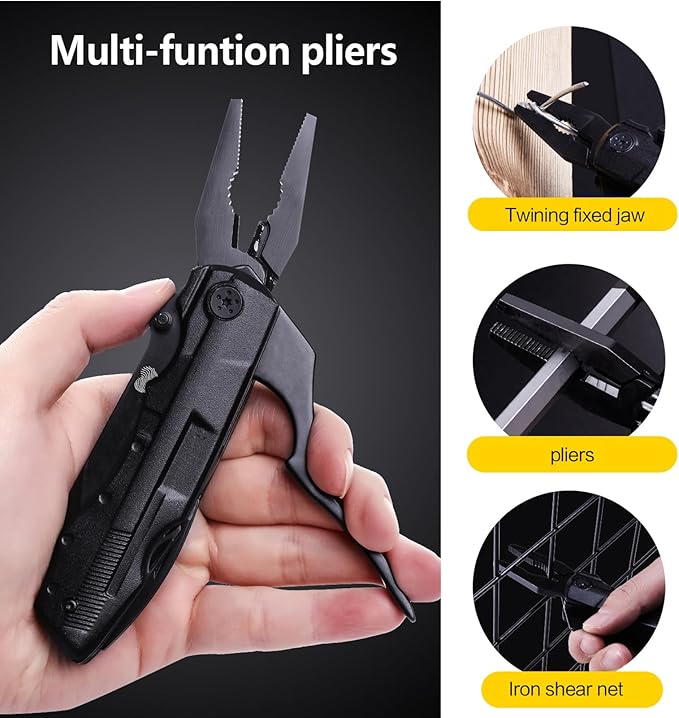 14 in 1 Multitool Pocket Knife for Men, Tactical Multi-Tool Plier 9-in-1 screwdriver set with Nylon Sheath for Survival, Camping, Gifts for Dad, Husband