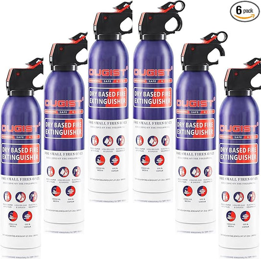 Fire Extinguisher for Home & Vehicle - 600g Fire Extinguisher | Grease & Electrical Fire Extinguisher for Kitchen, Car, Portable (6-Pack)