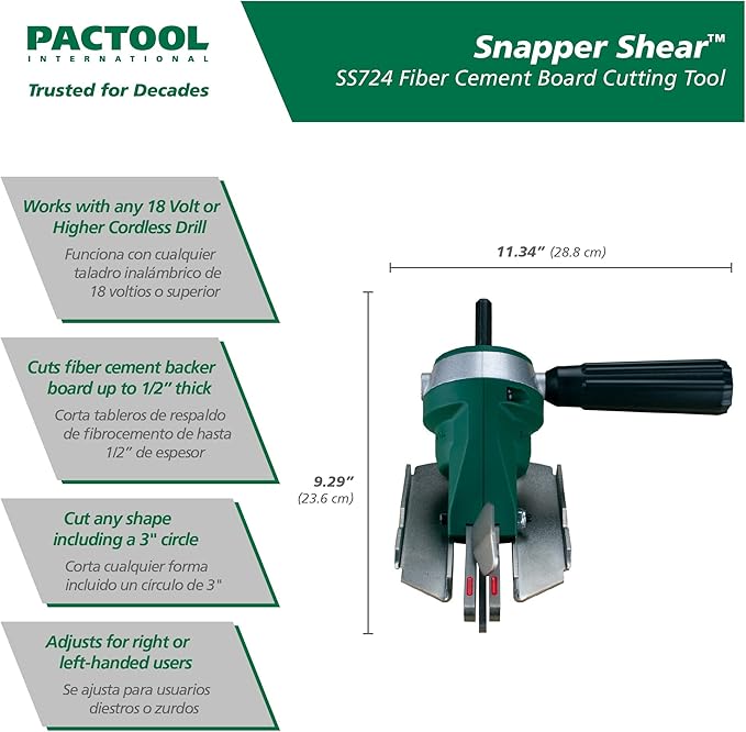 PacTool SA903 Gecko Gauge - Siding Mounting Kit & SS724 Snapper Shear Pro - Cutting Tool for Fiber Cement Board - Power Shears Professional Power Tools
