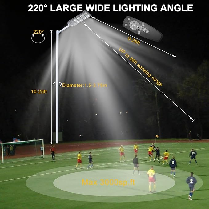 40000lm Solar Street Light Aluminium Outdoor Light, Motion Sensor Waterproof Solar Power Wall Patio Flag Lights for Garden Yard Garage with Remote (4000W)