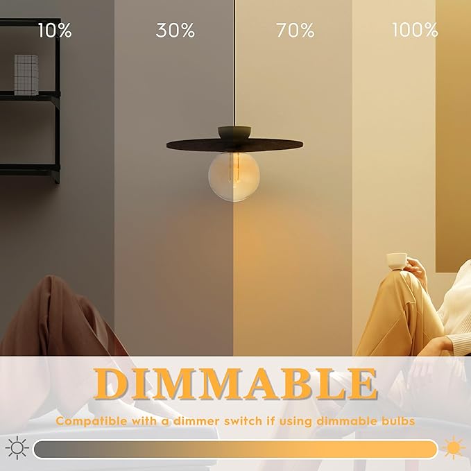 Globe Decorative Light Bulbs Warm, Oversized Vintage Edison Dimmable LED Bulb, 3.5W Low Lumen Eye-Caring Soft Dim Lighting for Mood(Not Daylight White), E26 Medium Base, Amber RN G125