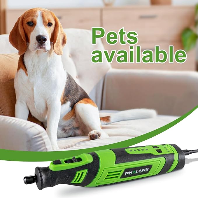 PHALANX 8V Cordless Rotary Tool Kit, 2.0 Ah Battery Rechargeable Rotary Tool with 73pcs Accessories, 5-Speed LED Light, Idea for Sanding, Carving, Polishing, Engraving, Wood Carving, Pet Grooming