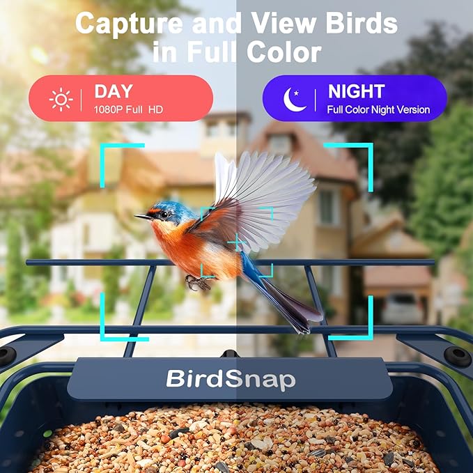 birdsnap® APS - Metal Bird Feeder with Camera Solar Panel 32GB Card, AI Identify 10000+ Birds Camera Feeder, 3 DIY Add-ons, 2K HD Live View Auto Record Bird Video, Ideal Gift for Birds Lover
