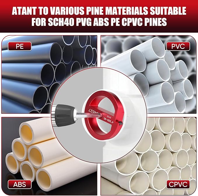 PVC Pipe Reamer Kit, Plastic Pipe Fitting Reamer Tool for Plumbing, 1 Blades PVC Fitting Saver for SCH40, ABS, CPVC Pipe, 6 PCS (3/4", 1", 1-1/2", 2", 3", 4")