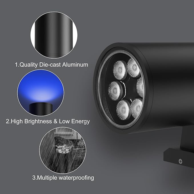 Smart 120W Up and Down Outdoor Wall Light, RGBCW Color Changing Exterior Wall Sconce with App & Remote Control, 2700K-6500K Tunable White LED, Dimmable Up/Down Light for Porch Patio Garage