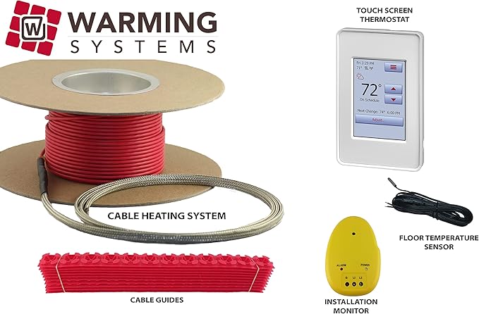 130 Sqft Warming Systems 120 V Electric Tile Radiant Floor Heating Cable with Touch Screen Programmable Thermostat