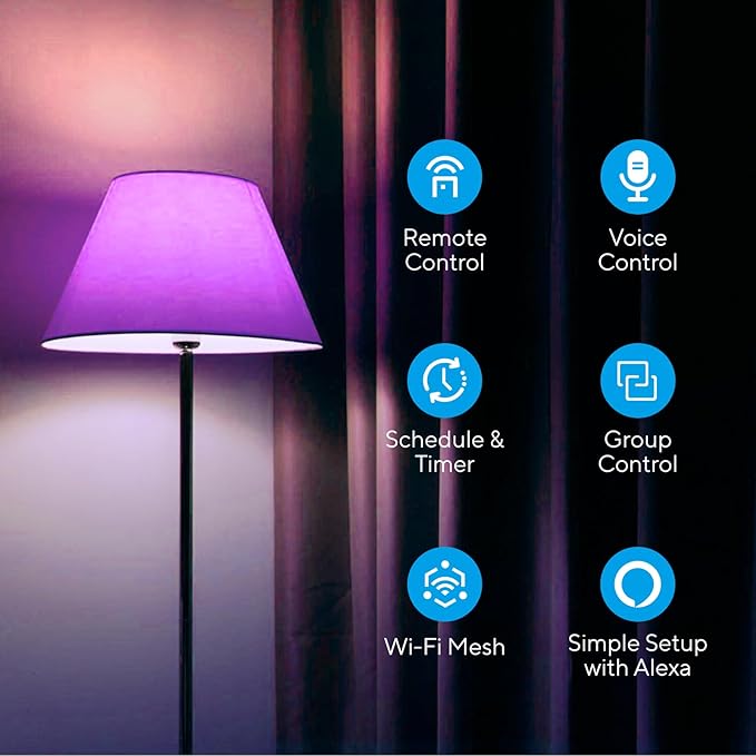 Smart Light Bulbs, 1100 Lumen, 90+CRI WiFi Mesh & Bluetooth Color Changing A19 Light Bulb, 16 Million DIY Colors RGB Light Bulbs, Compatible with Alexa, Google Assistant Home App, 4 Pack