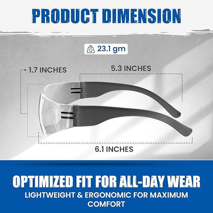 Work Safety Glasses For Men | Ansi Z87 Certified Safety Goggles For Shooting Range | Anti-Scratch Outdoor Glass