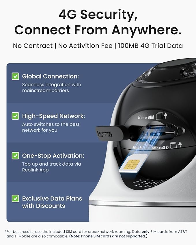 REOLINK 5MP 4G LTE Cellular Security Camera Outdoor, 360° Pan-Tilt, Sim+32GB SD Card Included, Wireless Solar Powered, Color Night Vision, Smart AI Detection, Go PT Plus+Solar Panel, Updated Version