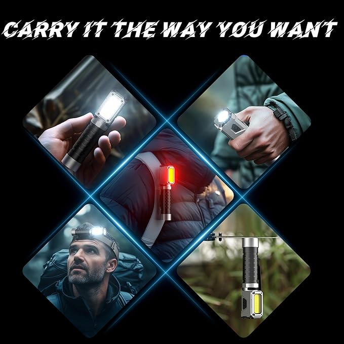 Anhay Flashlight Rechargeable 2000LM EDC Flashlight with Red Green Light 5 Modes Bright LED Flashlight Powerful Magnetic Flashlight & Mini Flash Light for Camping, Home, Hiking