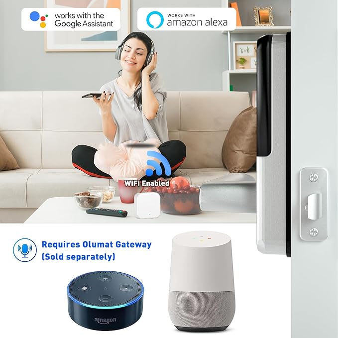 Smart Lock with Handle: Wi-Fi Keyless Entry Door Lock - Smart Locks for Front Door - Biometric Fingerprint Door Lock - Smart Door Lock with Keypad - Garage Door with App Control - Auto Lock