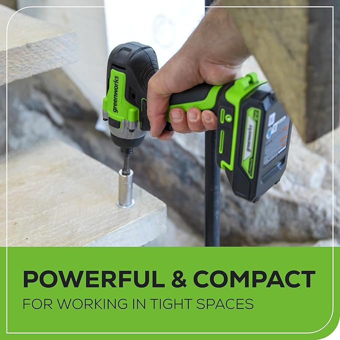 Greenworks 24V Cordless Brushless 800in-Ibs Drill & 2650 in-ibs Impact Driver Combo Kit with 4.0Ah Battery and Charger