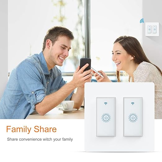 Milfra Smart Switch, Smart Light Touch Switch 2 Gang, Double Smart WiFi Light Switches, Smart Switch 2 Gang Compatible with Alexa and Google Home, Neutral Wire Needed, No hub Required (2Gang)
