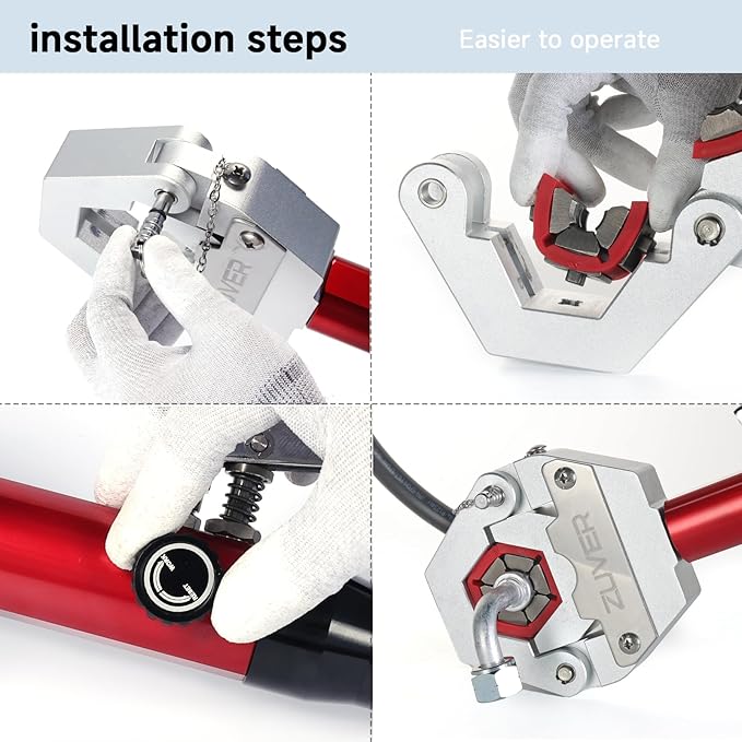 Hydraulic AC Hose Crimper Kit with Pipe Cutter and 7 Dies- Handheld 71500 Hydra-Krimp for Air Conditioning Repair, Manual Crimper for BH Air Conditioner Hose & Beadlock Fittings