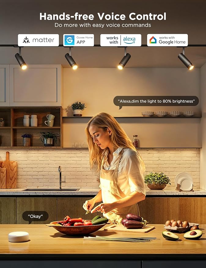 Govee GU10 Smart Bulb, Matter RGBWW Light Bulb Work with Alexa, Google Assistant, WiFi & Bluetooth Color Changing MR16 LED Bulbs, 64 Dynamic Scenes, Syncs with Music, 4 Pack, 400LM, GU10 Base
