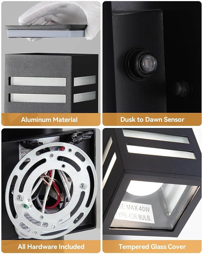 KIZON Smart Porch Light RGBCW Dusk to Dawn Outdoor Light Fixture, WiFi APP Control Outdoor Sconce Up Down Lighting Outside Lights for House Patio, Compatible with Alexa Google Assistant, ETL Listed