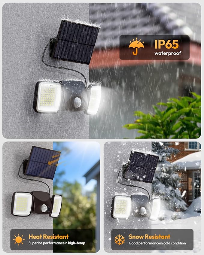 Ultra-Long Battery Life Solar Motion Lights Outdoor, USB & Solar Charging, Rechargeable Battery Operated Lights 3–5 Months Endurance, Perfect for Winter & Rainy Days, Yard, Patio, Backyard (2 Pack)